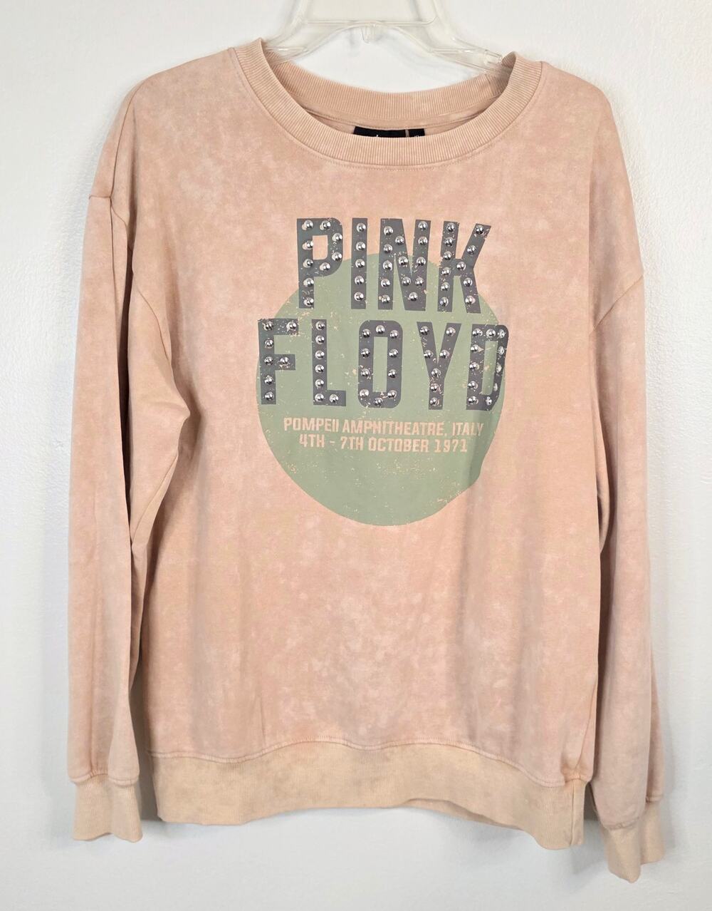 2023 Pink Floyd Long Sleeve Sweatshirt Pink/Green Metal Studs Women's Size XL